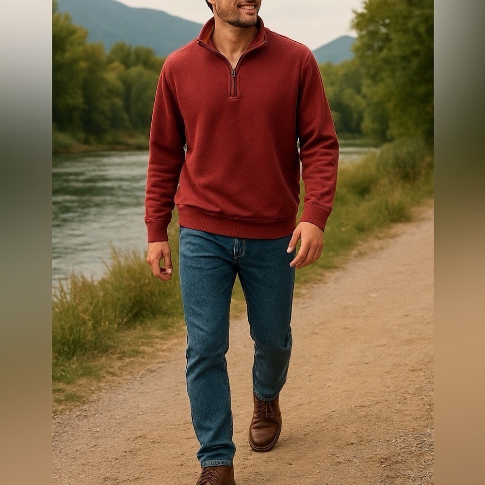 Orvis Red Quarter Zip Up Sweatshirt Pullover
